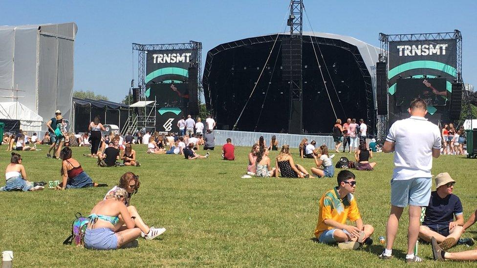 Music fans on Glasgow Green