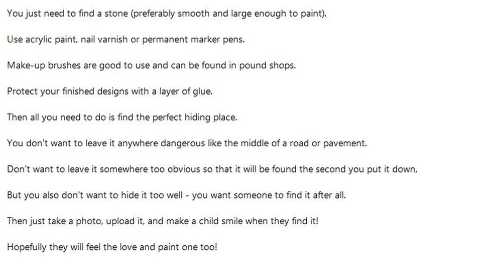 Christy's instructions for painting stones with your child during the summer holidays