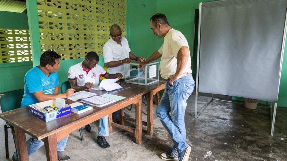 Polling is already under way abroad, as here in French Guiana