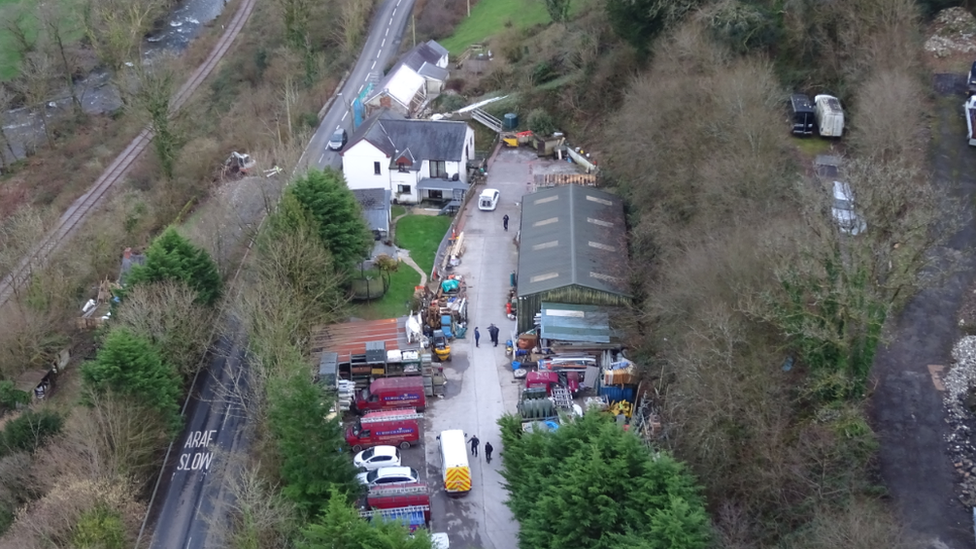 Aerial shot of the farm