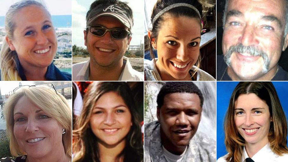 Some of the victims (Top L to R) Carrie Barnette, Sonny Melton, Hannah Ahlers, John Phippen, (Bottom L to R) Dana Gardner, Angie Gomez, Charleston Hartfield, Rachael Parker