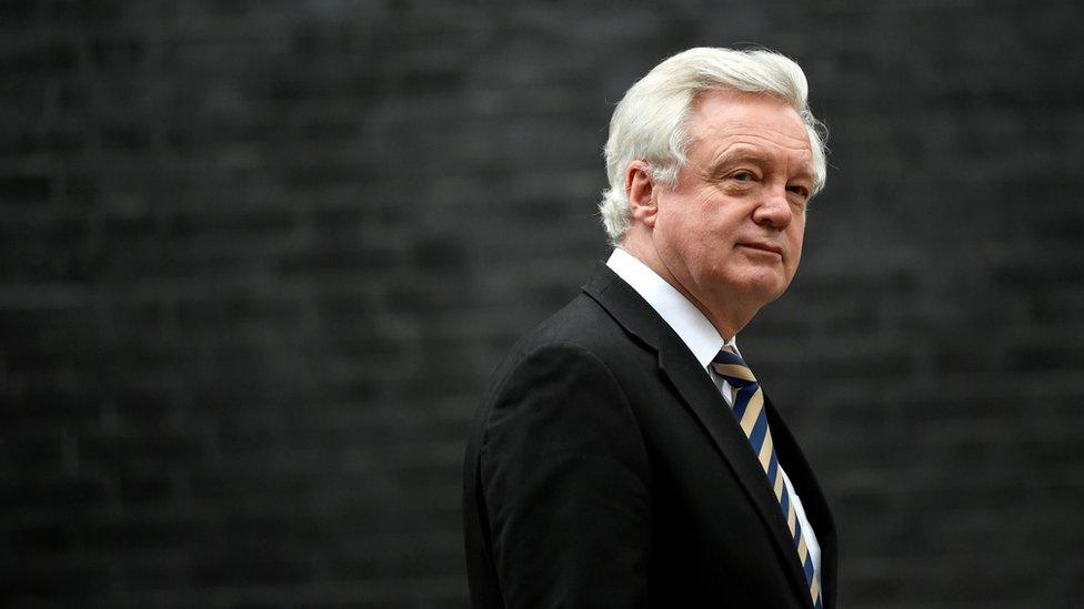 David Davis MP seen walking along Downing Street