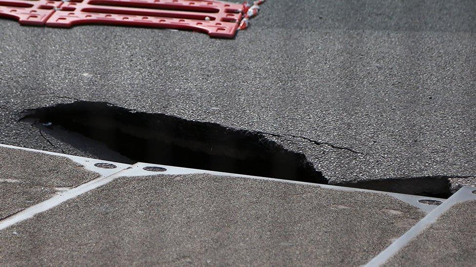 Sinkhole by entrance to Watford General Hospital