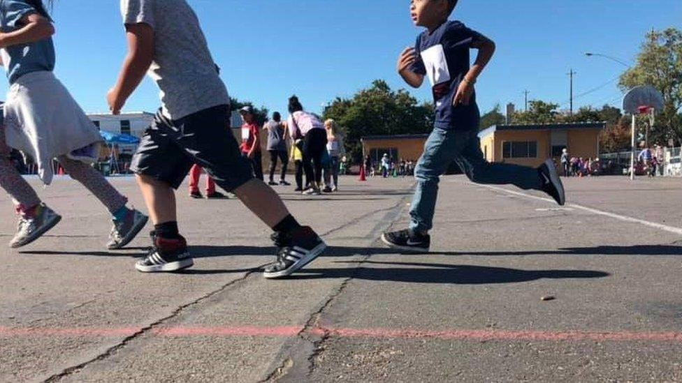 Kids run at Haight