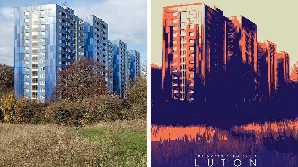 Marsh Farm flats, a photo and artwork by Ed Smith