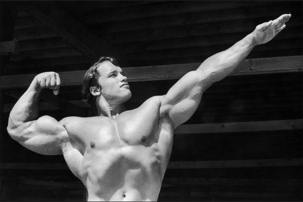 Austrian-born bodybuilder Arnold Schwarzenegger