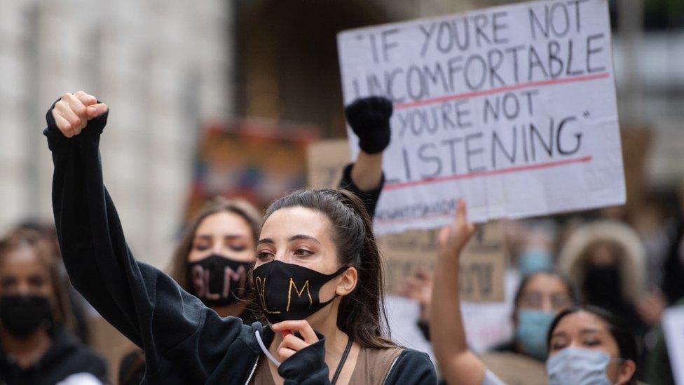 Protesters in Centenary Square, Birmingham