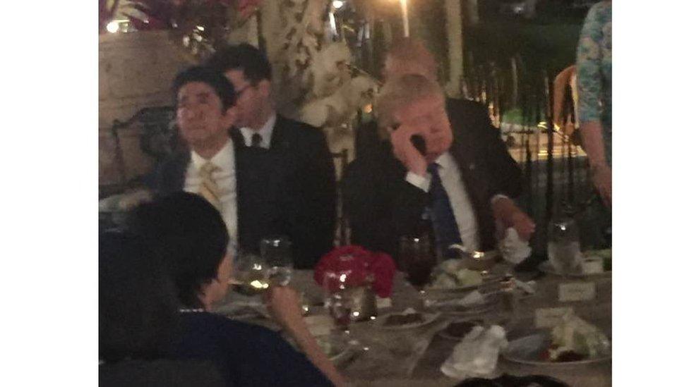 Trump and Abe at dinner