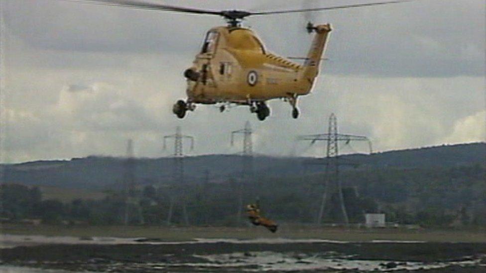 Search and rescue helicopter over the Severn River on 4 September 1990