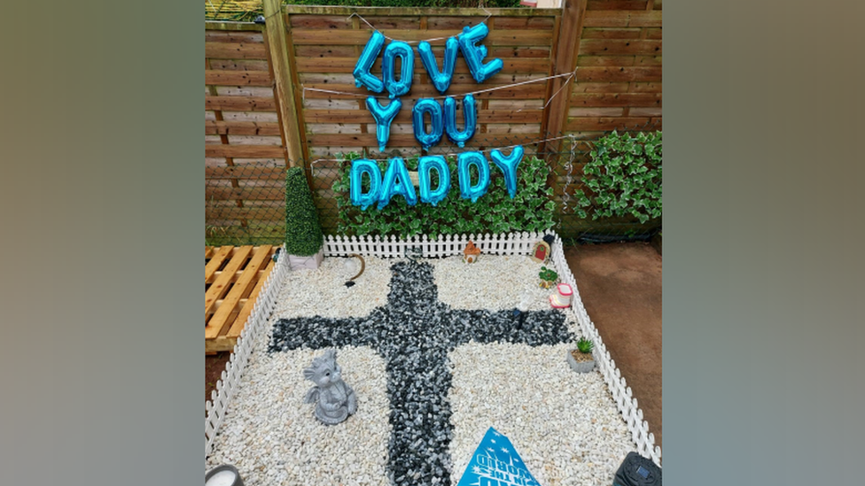 Memorial decorated by the kids for Fathers day this year