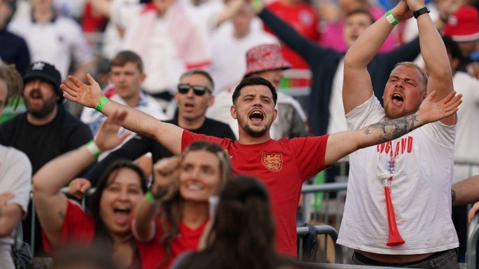 Fans in Manchester watch the Euro 2020