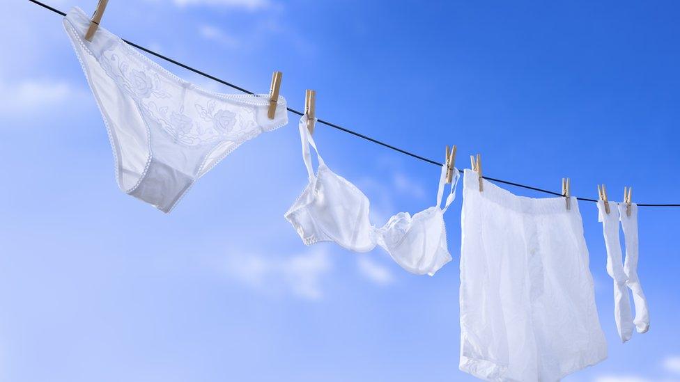 underwear hanging on a washing line