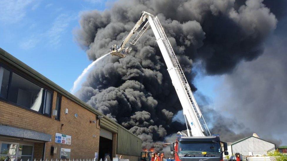 Fire engine at scene of Newton-Le-Willows fire