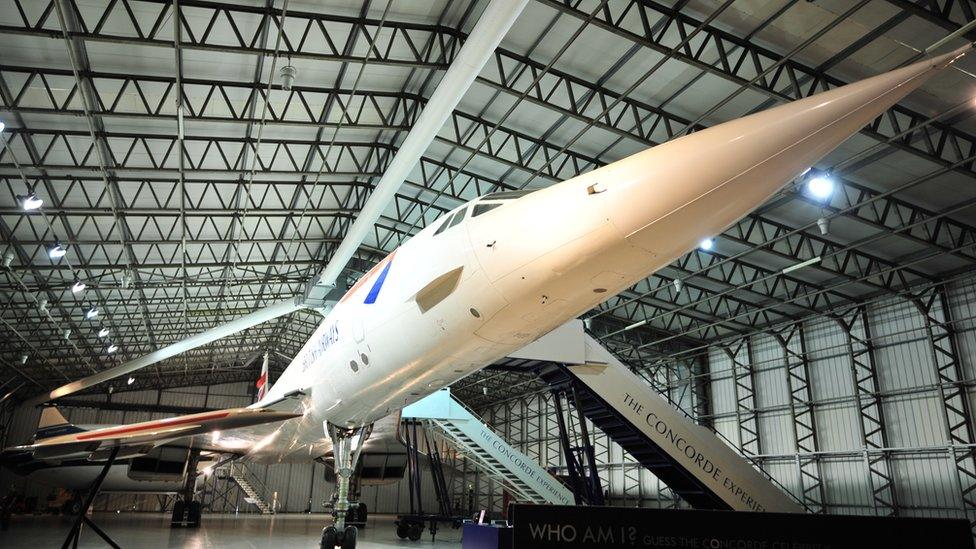 Airways Concorde Alpha Alpha in the hangar at the National Museum of Flight at East Fortune