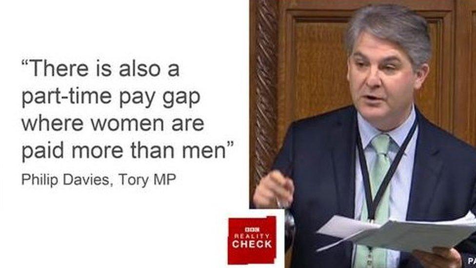 "there is also a part-time pay gap where women are paid more than men" - Philip Davies