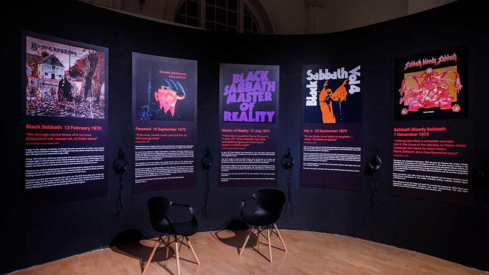 Black Sabbath album covers at Birmingham Museum & Art Gallery