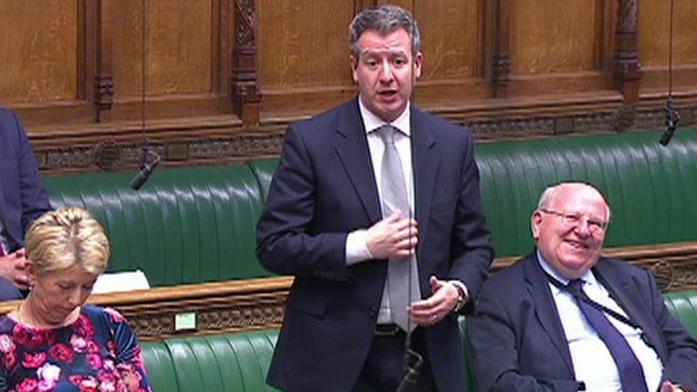 Chris Leslie speaks in the Commons as part of the Independent Group on Tuesday, flanked by Angela Smith and Mike Gapes