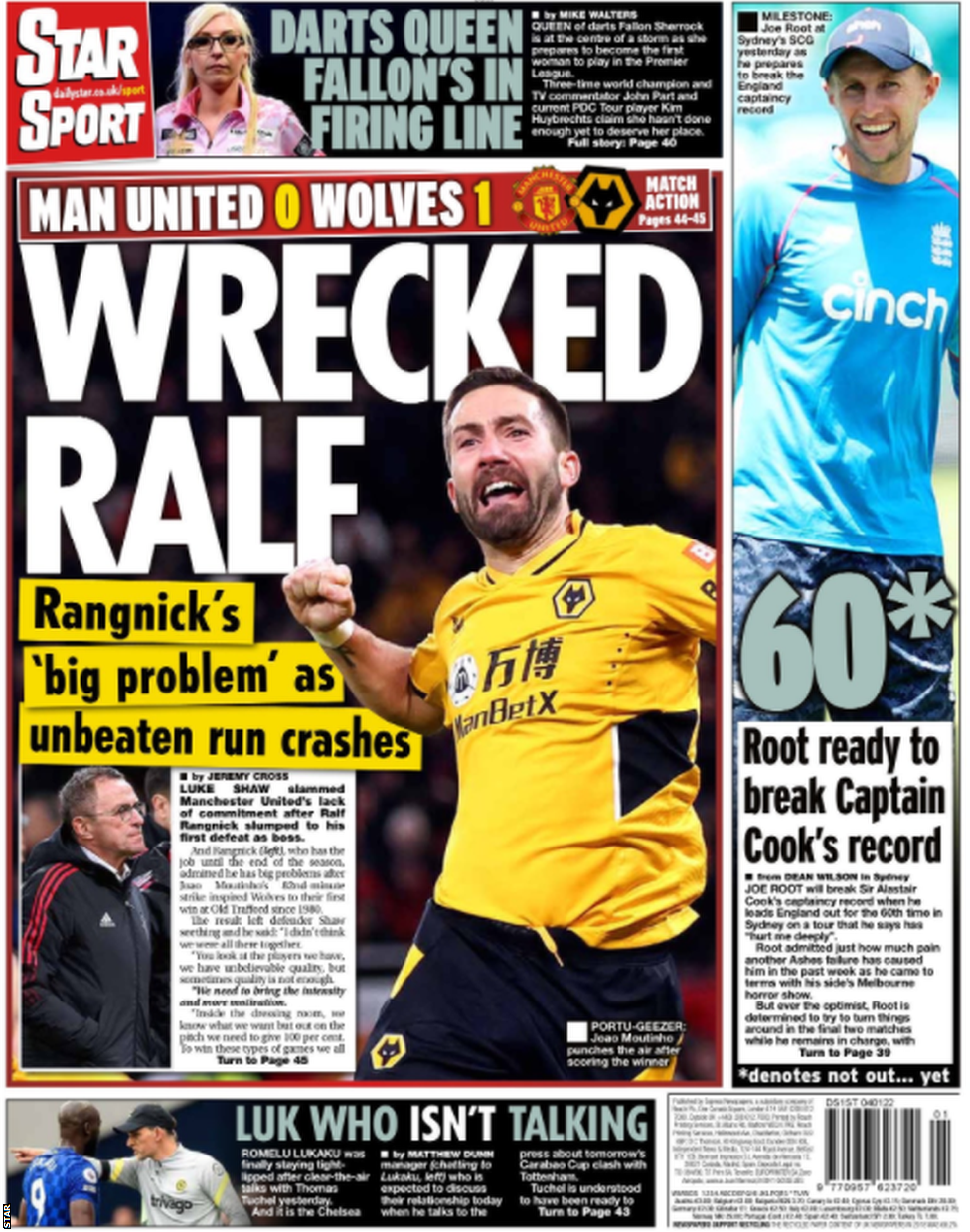 Back page of the Star on 4 January 2022