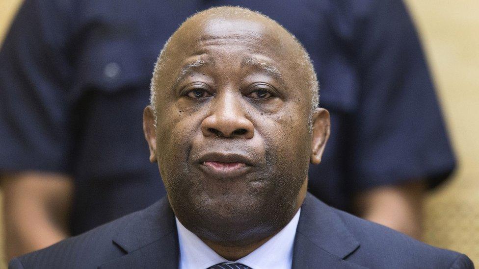 Former Ivory Coast President Laurent Gbagbo pictured during a pre-trial hearing at the Hague