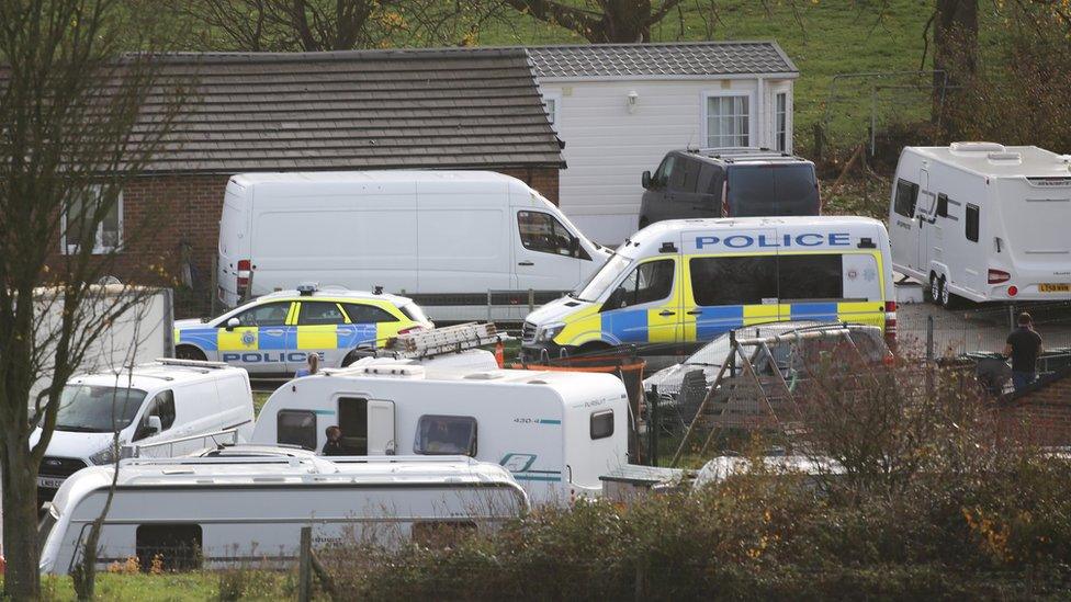 Police at the caravan site