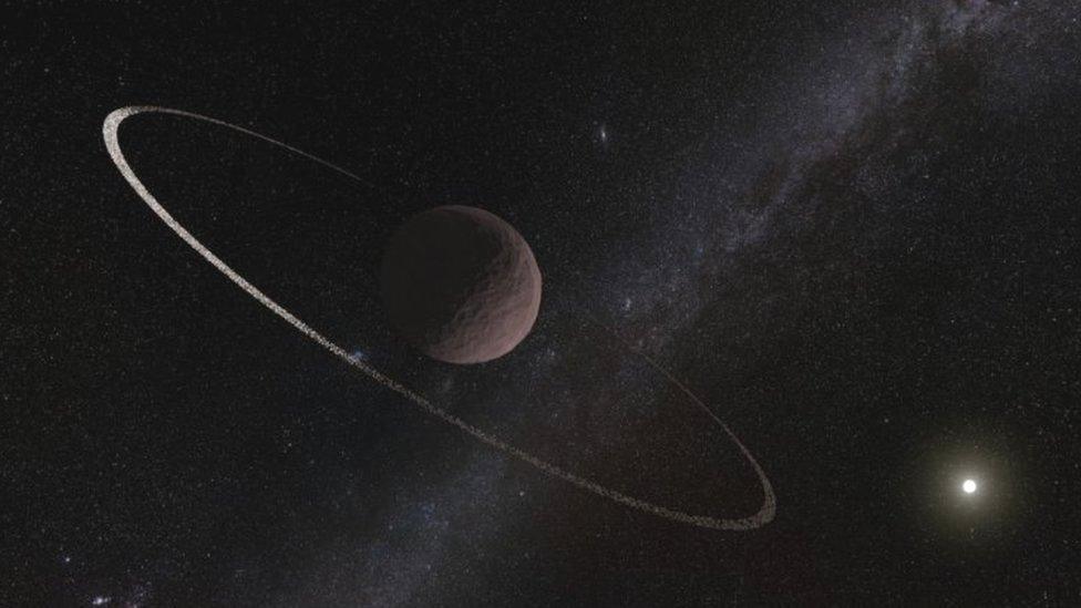 Artist's impression of Quaoar and its ring