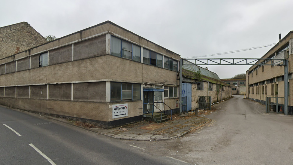 Empty Welton, Bibby and Baron factory buildings in Midsomer Norton