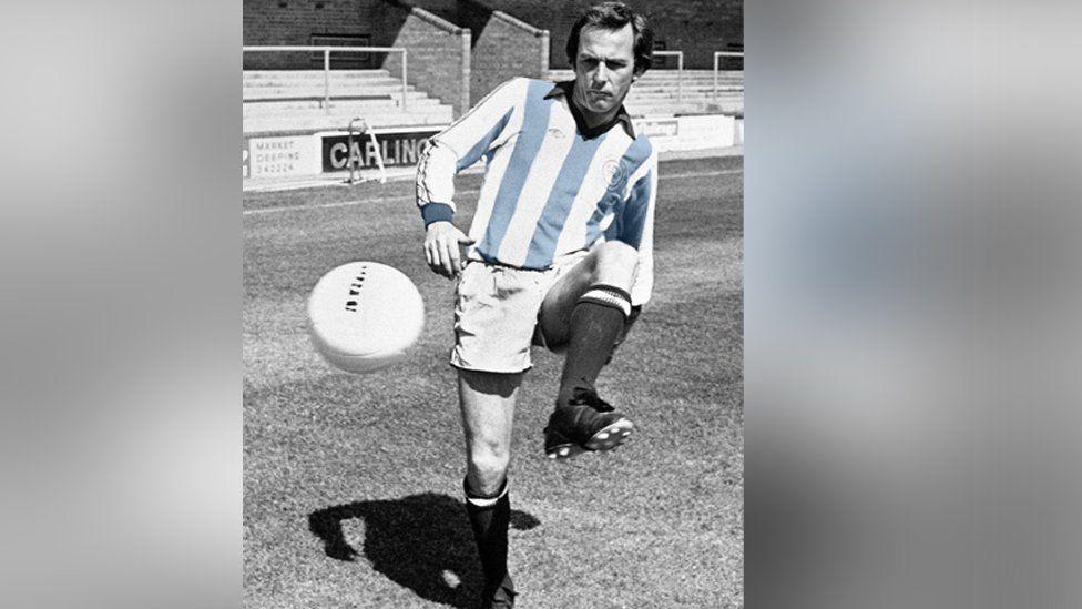 The late Tommy Robson as a young man playing football