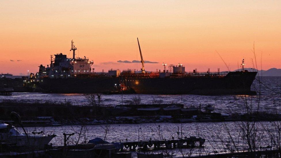 The NS POWER oil/chemical tanker is moored at the NNK-Primornefteproduct petroleum depot in the far eastern port of Vladivostok, Russia