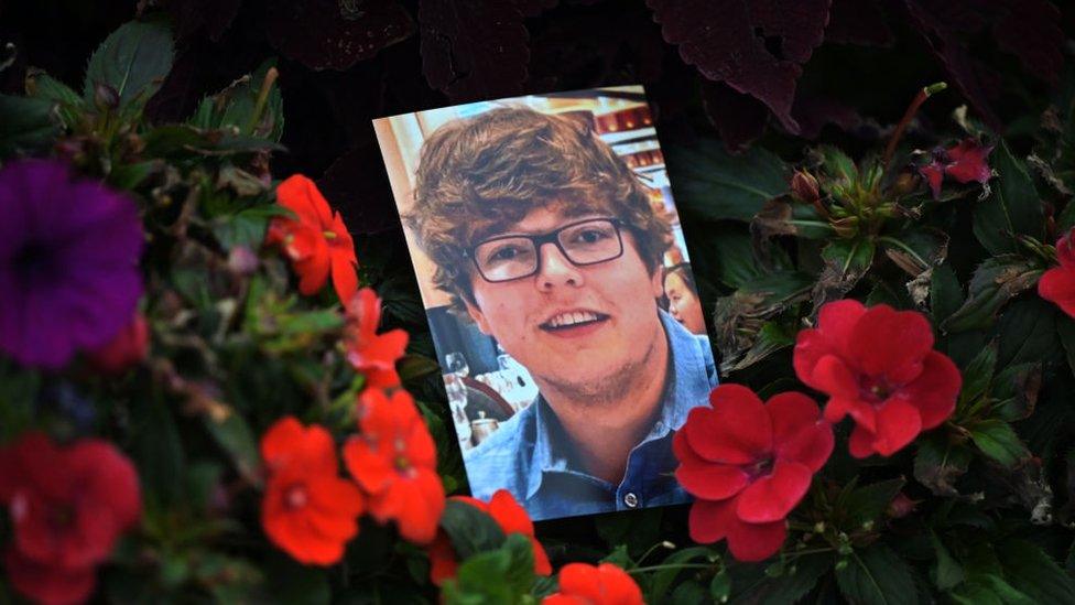 Photo of Christian Glass placed for candle vigil at Citizens Park in Idaho Springs, Colorado