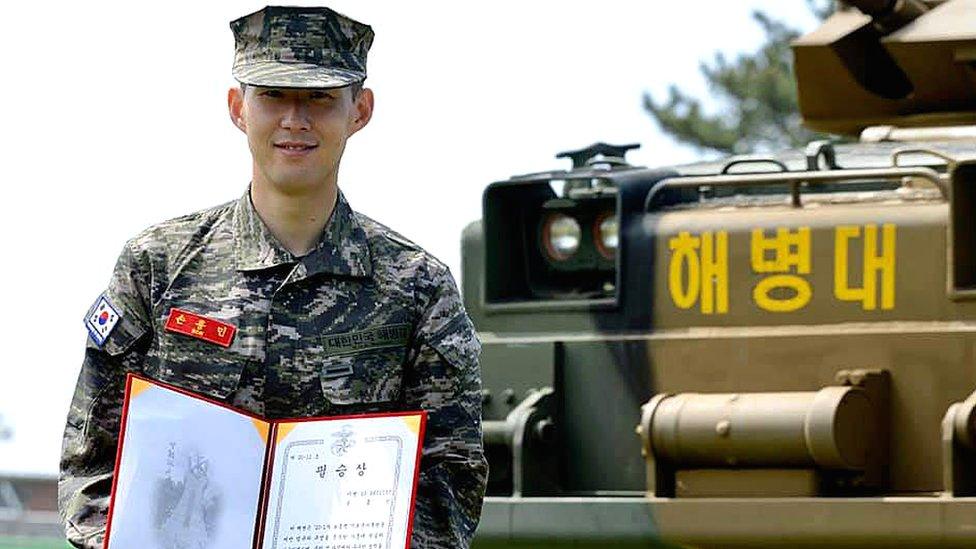 Son Heung-min winning a best performance prize among all trainees