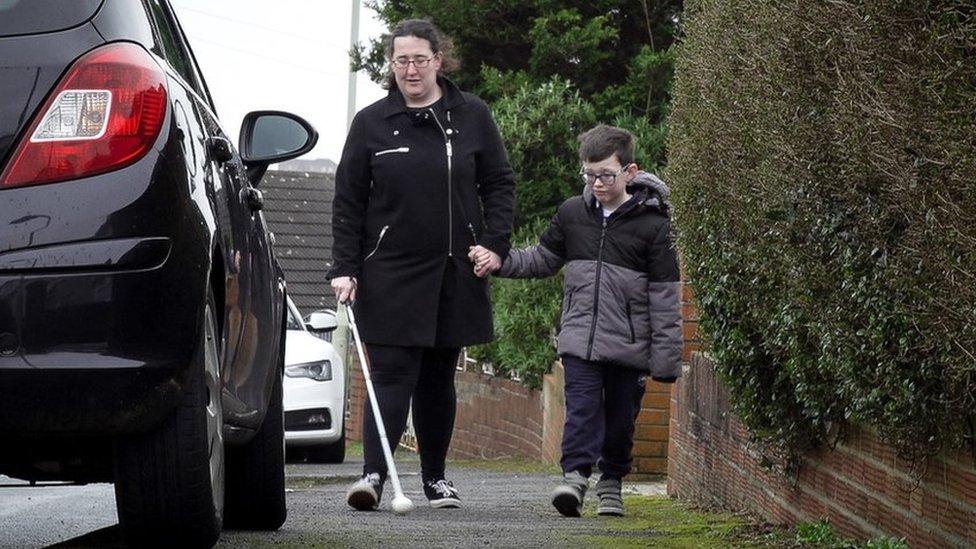 Rhian and Harley on the walk to school