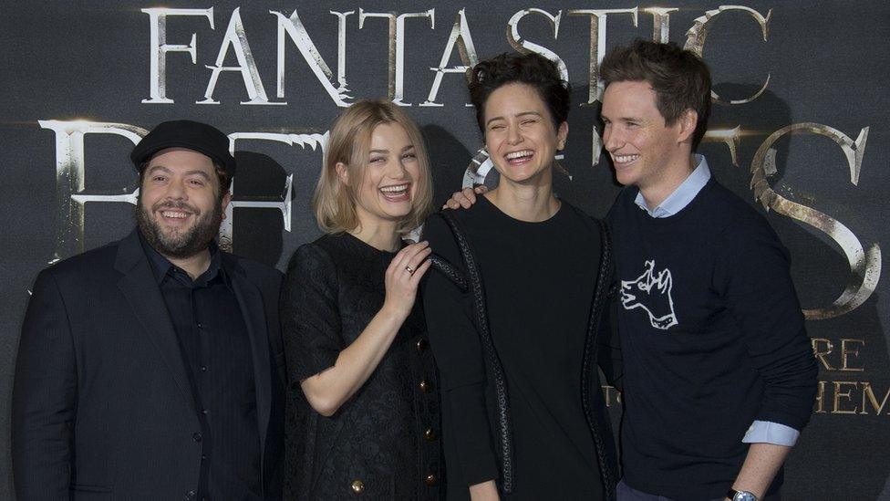 Actors Dan Fogler, Alison Sudol, Katherine Waterston and Eddie Redmayne