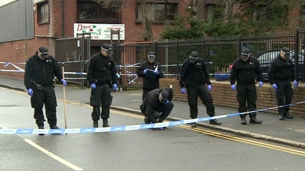 Forensic teams search outside Akhtar Javeed's warehouse