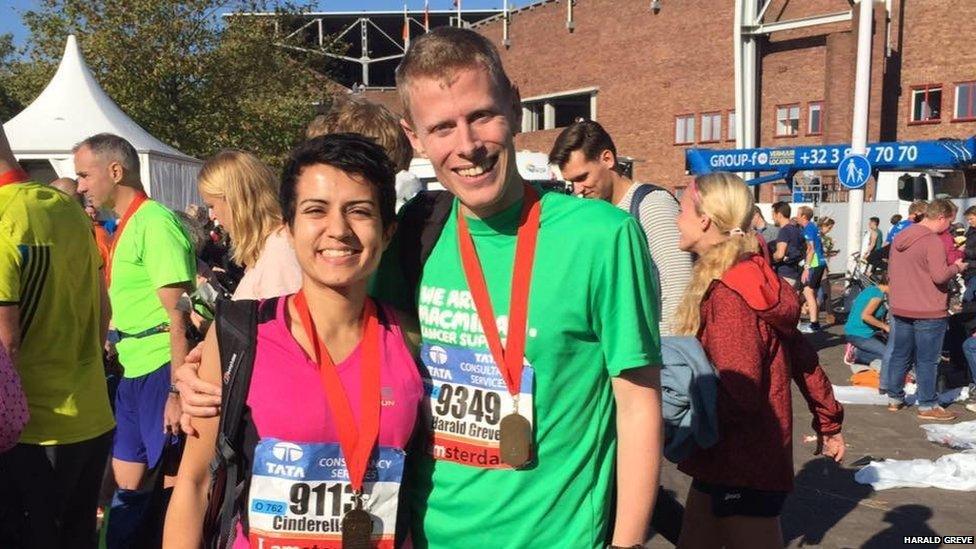 Cindy Roy and Harald Greve at a marathon