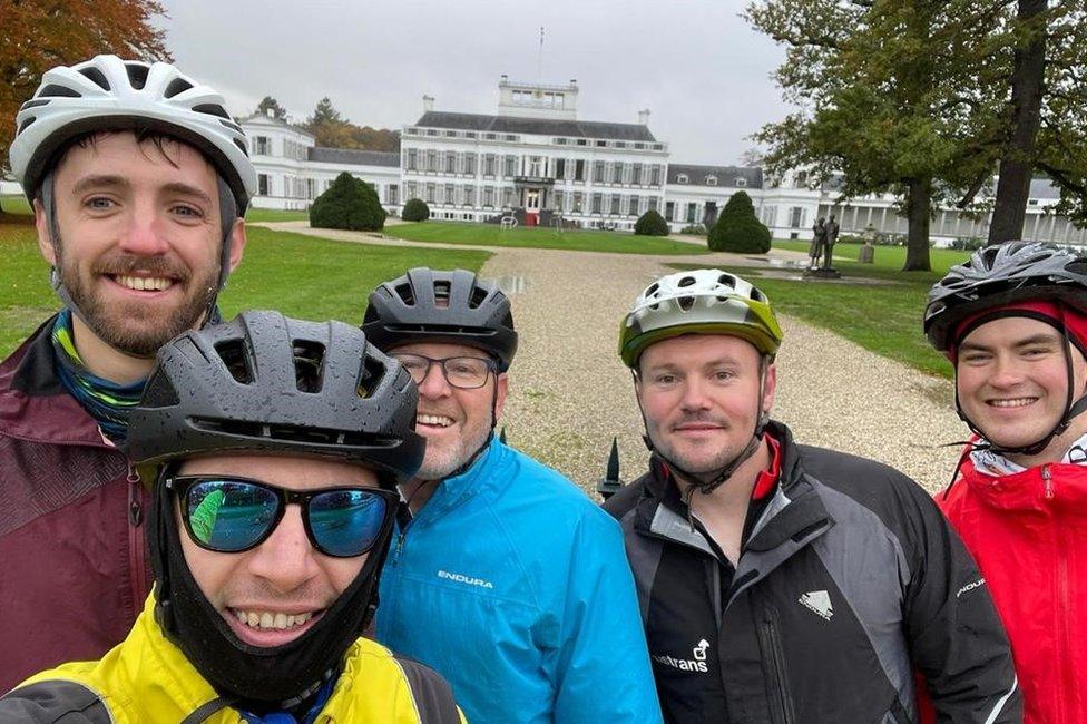 The cyclists in the Netherlands at Soestdijk Palace in Baarn