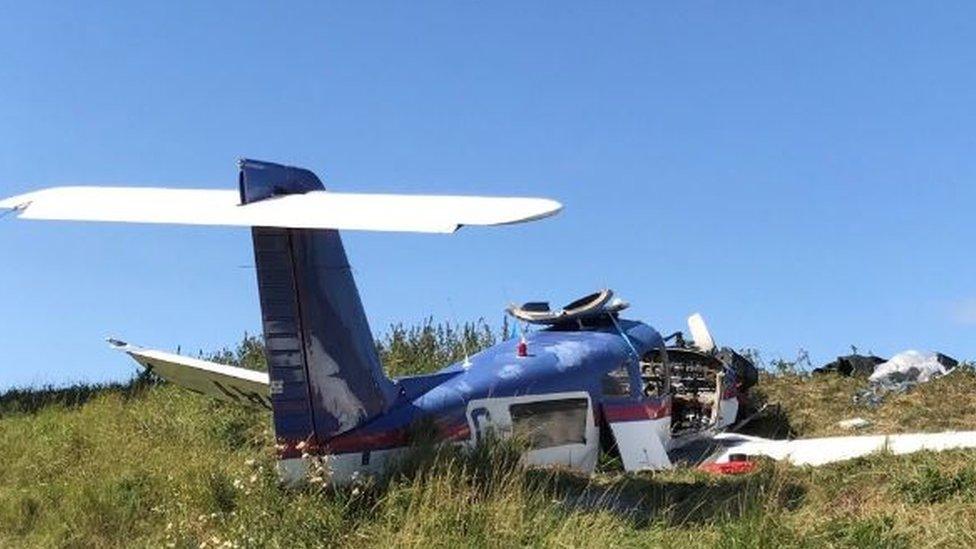 Wreckage of crashed plane