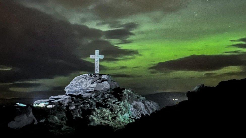 Northern Lights in Rylstone Cross, Skipton