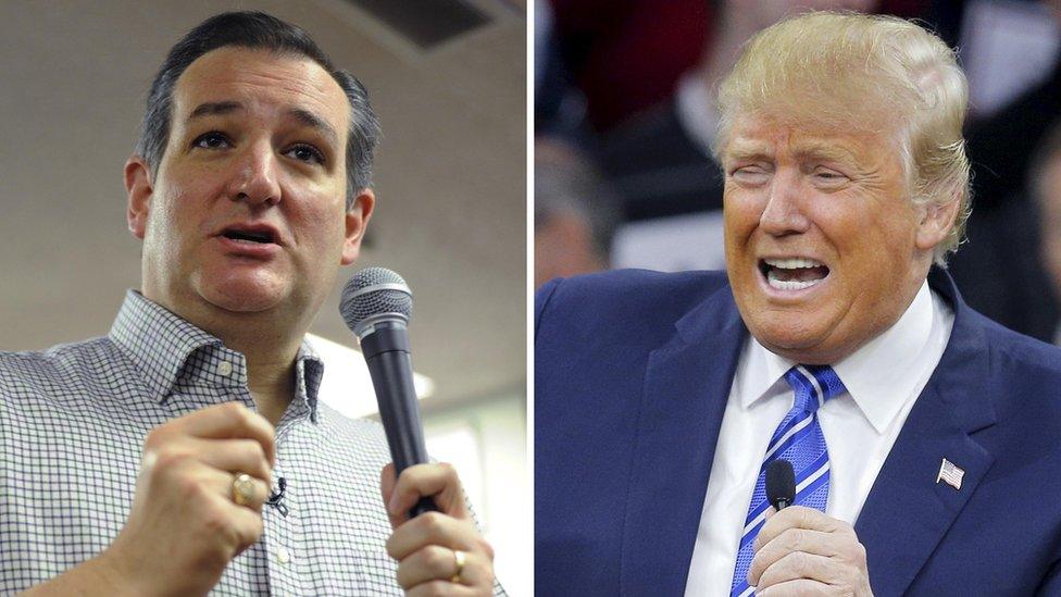 Ted Cruz (l) and Donald Trump (r)