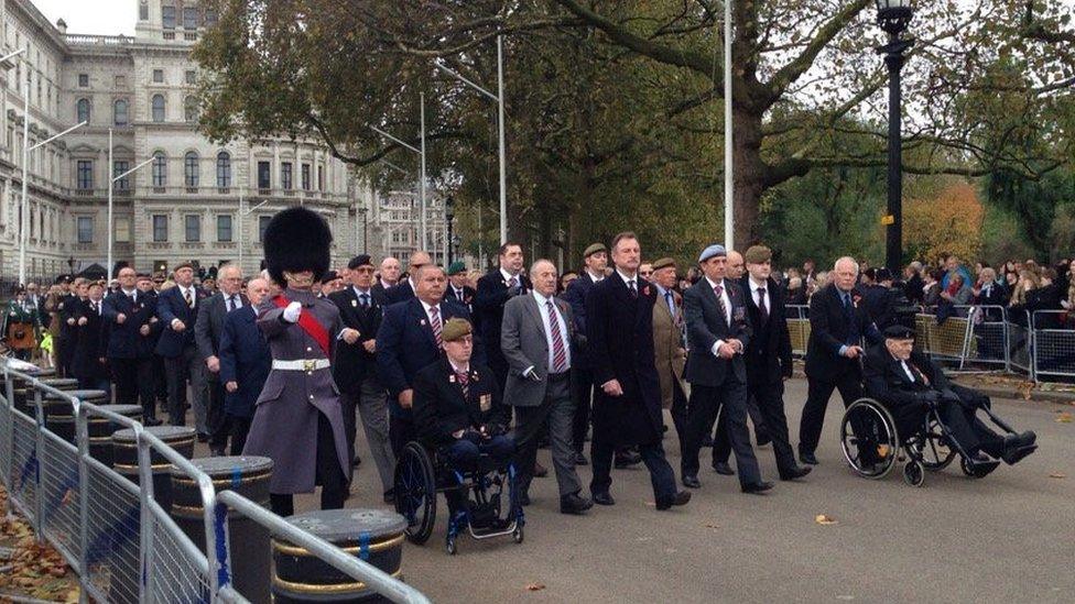 Veterans marching to the Cenotaph