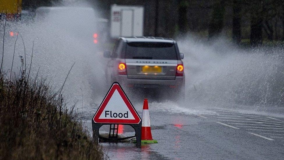 Flood warning sign in Walsden