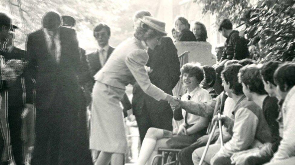 Princess Diana visiting Mitchell House in 1985