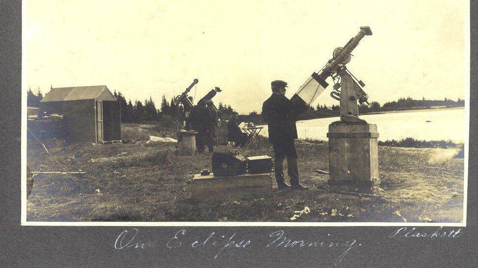 Family photos show preparations for observing an eclipse