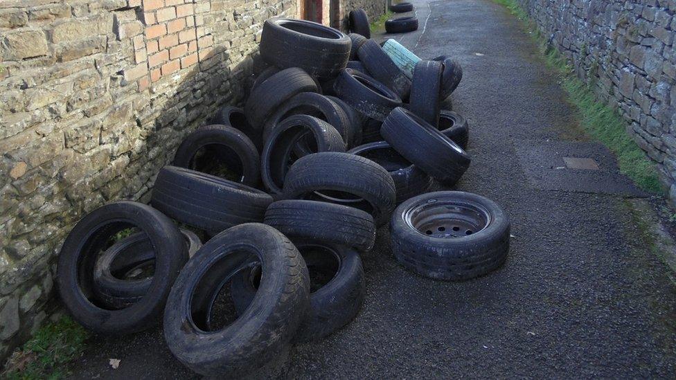 Dumped tyres