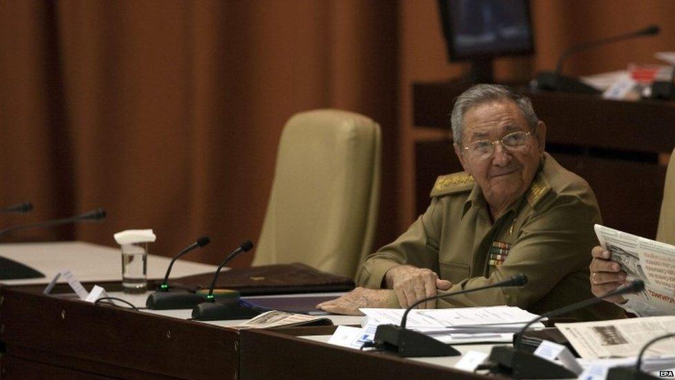 Cuba"s President Raul Castro addresses the National Assembly in Havana, Cuba, Wednesday, July 15, 2015.