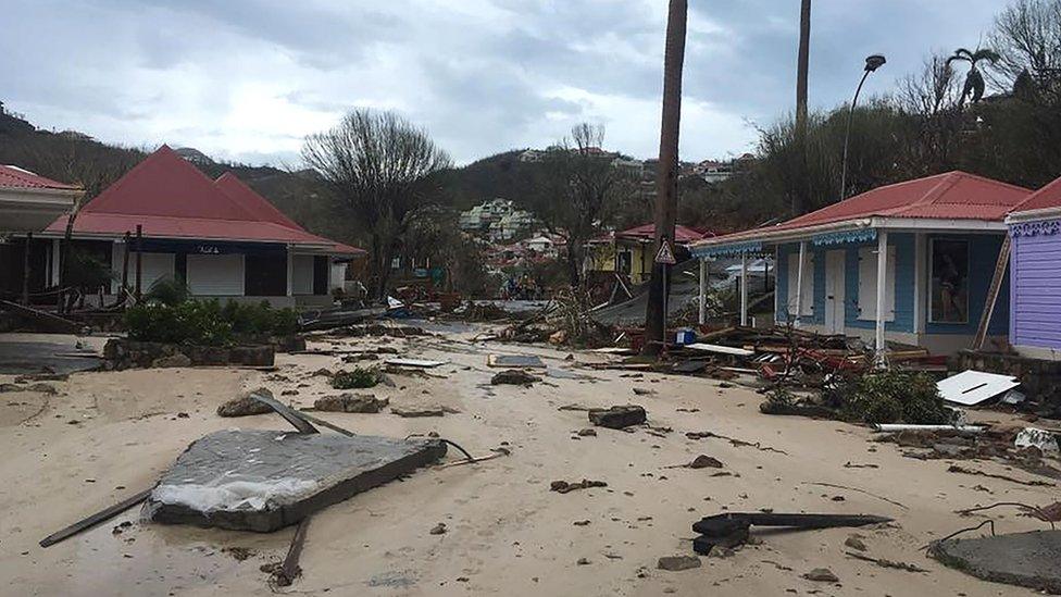 Damage to houses in the Caribbean