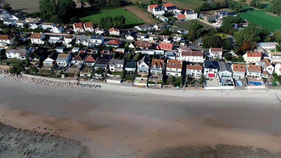 Aerial shot of houses in Jersey