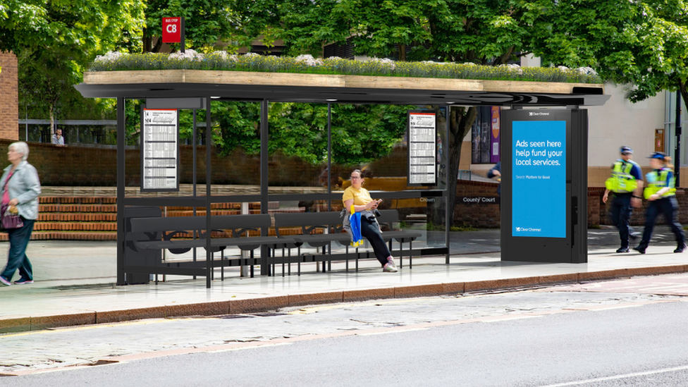 Artist impression of bus shelter with living roof