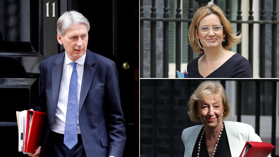 Top left bottom to top: Philip Hammond, Amber Rudd and Andrea Leadsom