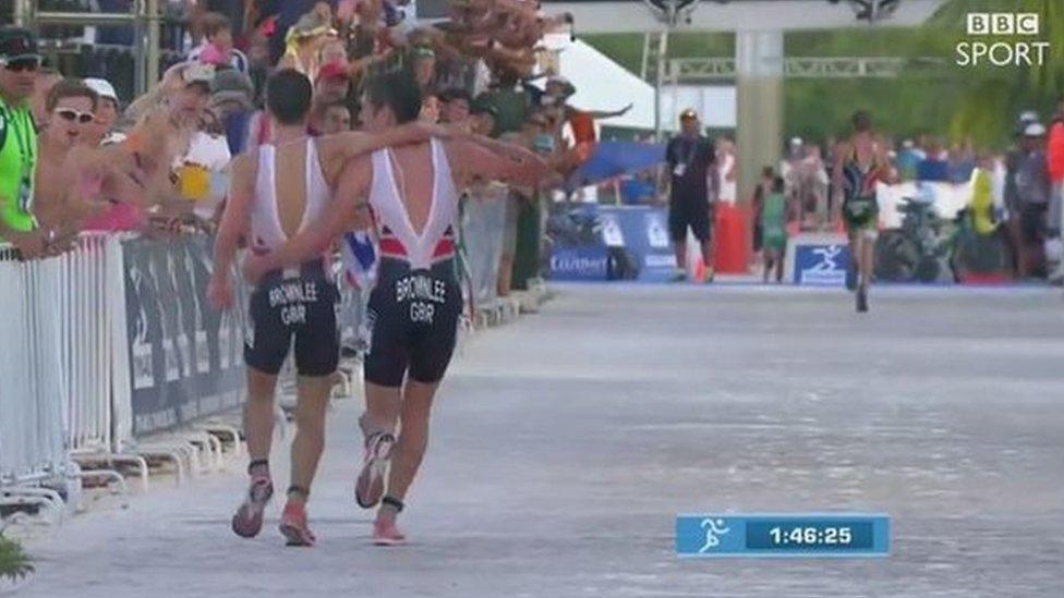 They stagger to the finish line as Schoeman takes victory