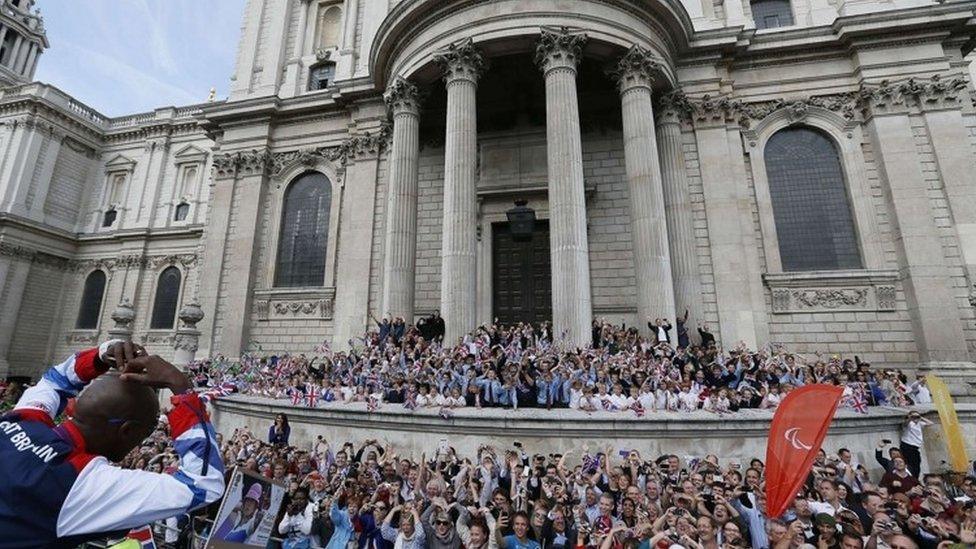 A victory parade for Team GB athletes at London 2012